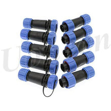 Load image into Gallery viewer, SP13 IP68 Waterproof 2 Pin LED High Power Connectors 2 Pin Power Plug Connector Circular Kit Male Plug Female Socket 5 Sets