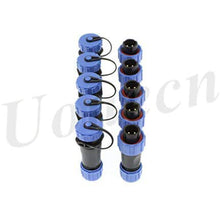 Load image into Gallery viewer, SP13 IP68 Waterproof 2 Pin LED High Power Connectors 2 Pin Power Plug Connector Circular Kit Male Plug Female Socket 5 Sets