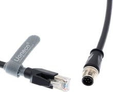Load image into Gallery viewer, Uonecn M12 8 Pin A-Code Male to RJ45 Male Shielded Cable Assembly Waterproof High Flex Ethernet Power Cable for Cognex Industrial Camera 3 Meters