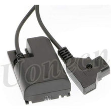 Load image into Gallery viewer, LP E6 Dummy Battery to Dtap male Spring Power Coiled Cable for SmallHD 501 502 702 Monitor and Canon 5D4 5DSR 5D2 5D3 6D 60D 7D 7D2 70D 80D