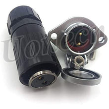 Load image into Gallery viewer, WP20 2 Pin Waterproof Electrical Wire Circular Connector Female Plug and Male Panel Mount Receptacles Socket AC DC Power Industrial Dustproof Jack