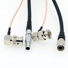 Load image into Gallery viewer, Power Cable for Teradek 55 Bond BMCC Camera 2 pin Male Right Angle BNC to Hirose 4 Pin Male Right Angle BNC Cable