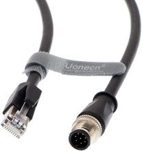 Load image into Gallery viewer, Uonecn M12 8 Pin A-Code Male to RJ45 Male Shielded Cable Assembly Waterproof High Flex Ethernet Power Cable for Cognex Industrial Camera 3 Meters