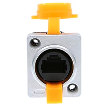 Load image into Gallery viewer, Shielded Industrial Dual Panel Mount IP65 RJ45 Right Angle Connector Waterproof Dustproof Socket Signal Transmission 3 PCS