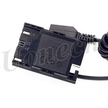 Load image into Gallery viewer, LP E6 Dummy Battery to Dtap male Spring Power Coiled Cable for SmallHD 501 502 702 Monitor and Canon 5D4 5DSR 5D2 5D3 6D 60D 7D 7D2 70D 80D