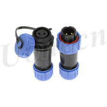 Load image into Gallery viewer, SP13 IP68 Waterproof 2 Pin LED High Power Connectors 2 Pin Power Plug Connector Circular Kit Male Plug Female Socket 5 Sets