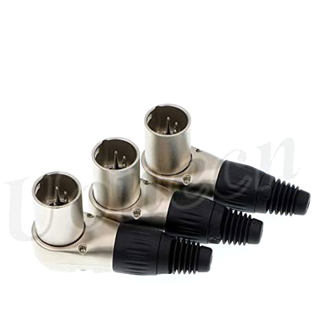XLR 4 pin Male Connector for ARRI Monitor DSLR Rig 3 pcs Right Angle 90 Degree XLR 4 pin Male