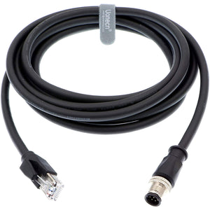 M12 8 Pin A-Code Male to RJ45 Male Shielded Cable Assembly Waterproof High Flex Ethernet Power Cable for Cognex Industrial Camera 3 Meters