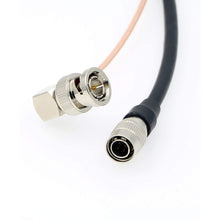 Load image into Gallery viewer, Power Cable for Teradek 55 Bond BMCC Camera 2 pin Male Right Angle BNC to Hirose 4 Pin Male Right Angle BNC Cable
