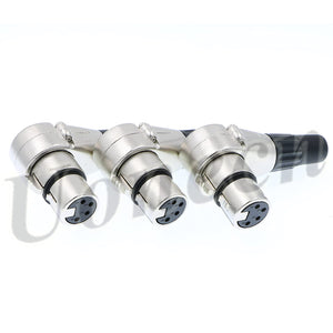3 pcs Right Angle 90 Degree XLR 4-pin Female Connector for ARRI Monitor DSLR Rig