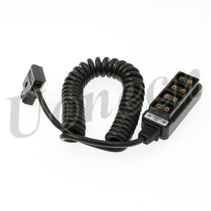 Photography Power Coiled cable D-tap B-type male to 4 Port D-Tap Female for Anton Bauer V-mount Battery