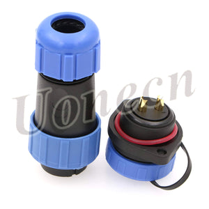 SP21 2Pin Waterproof Crimp Connector IP67 Outdoor Power Cable Plug Socket 30A 500V Panel Mount Electrical Heavy Plug 5pcs