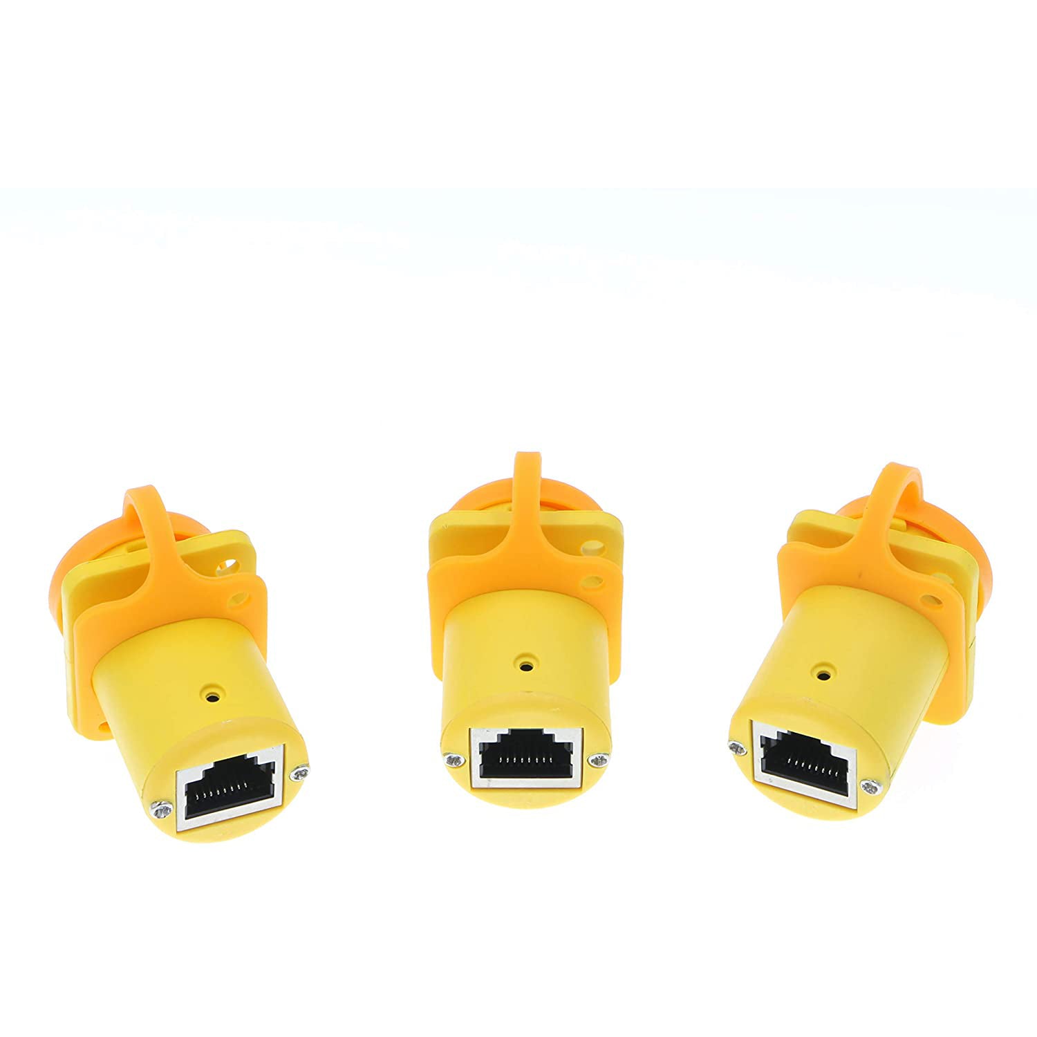 3-Pack RJ45 Waterproof Dust Plug Panel Mount Connectors - IP65 Rated, Cat5/Cat6 Ethernet, For Outdoor/Industrial Use