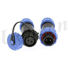 Load image into Gallery viewer, SP13 IP68 Waterproof 2 Pin LED High Power Connectors 2 Pin Power Plug Connector Circular Kit Male Plug Female Socket 5 Sets
