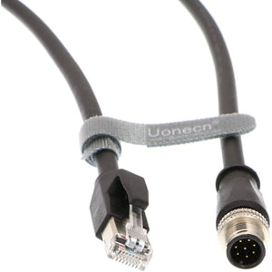 M12 8 Pin A-Code Male to RJ45 Male Shielded Cable Assembly Waterproof High Flex Ethernet Power Cable for Cognex Industrial Camera 3 Meters