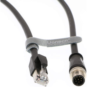 M12 8 Pin A-Code Male to RJ45 Male Shielded Cable Assembly Waterproof High Flex Ethernet Power Cable for Cognex Industrial Camera 3 Meters