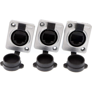 RJ45 Waterproof Connector Dust Plug 3 PCS RJ45 Connectors IP65 Mount Ethernet Panel Connector