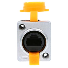 Load image into Gallery viewer, Shielded Industrial Dual Panel Mount IP65 RJ45 Right Angle Connector Waterproof Dustproof Socket Signal Transmission 3 PCS
