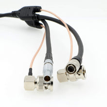 Load image into Gallery viewer, Power Cable for Teradek 55 Bond BMCC Camera 2 pin Male Right Angle BNC to Hirose 4 Pin Male Right Angle BNC Cable
