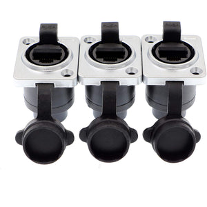 RJ45 Waterproof Connector Dust Plug 3 PCS RJ45 Connectors IP65 Mount Ethernet Panel Connector