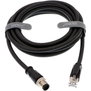 M12 8 Pin A-Code Male to RJ45 Male Shielded Cable Assembly Waterproof High Flex Ethernet Power Cable for Cognex Industrial Camera 3 Meters