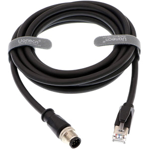M12 8 Pin A-Code Male to RJ45 Male Shielded Cable Assembly Waterproof High Flex Ethernet Power Cable for Cognex Industrial Camera 3 Meters
