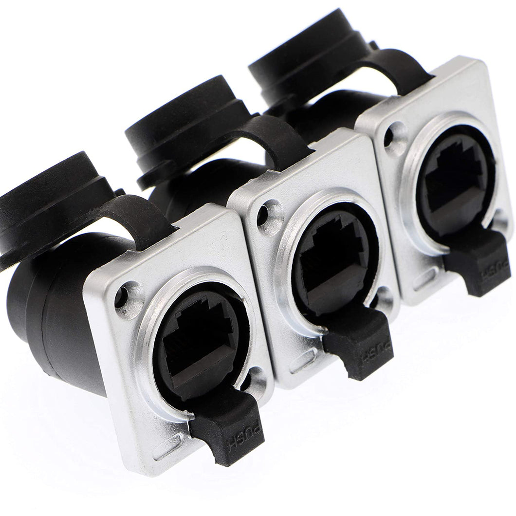 RJ45 Waterproof Connector Dust Plug 3 PCS RJ45 Connectors IP65 Mount Ethernet Panel Connector