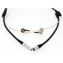 Load image into Gallery viewer, Power Cable for Teradek 55 Bond BMCC Camera 2 pin Male Right Angle BNC to Hirose 4 Pin Male Right Angle BNC Cable
