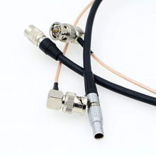Load image into Gallery viewer, Power Cable for Teradek 55 Bond BMCC Camera 2 pin Male Right Angle BNC to Hirose 4 Pin Male Right Angle BNC Cable
